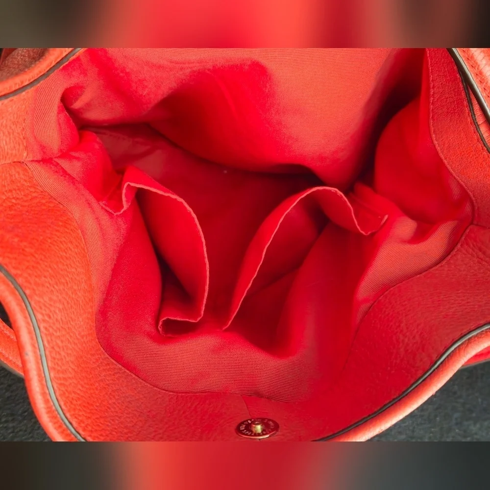 Coach Madison Phoebe Red-Orange Pebbled Leather Slouch Shoulder Bag
